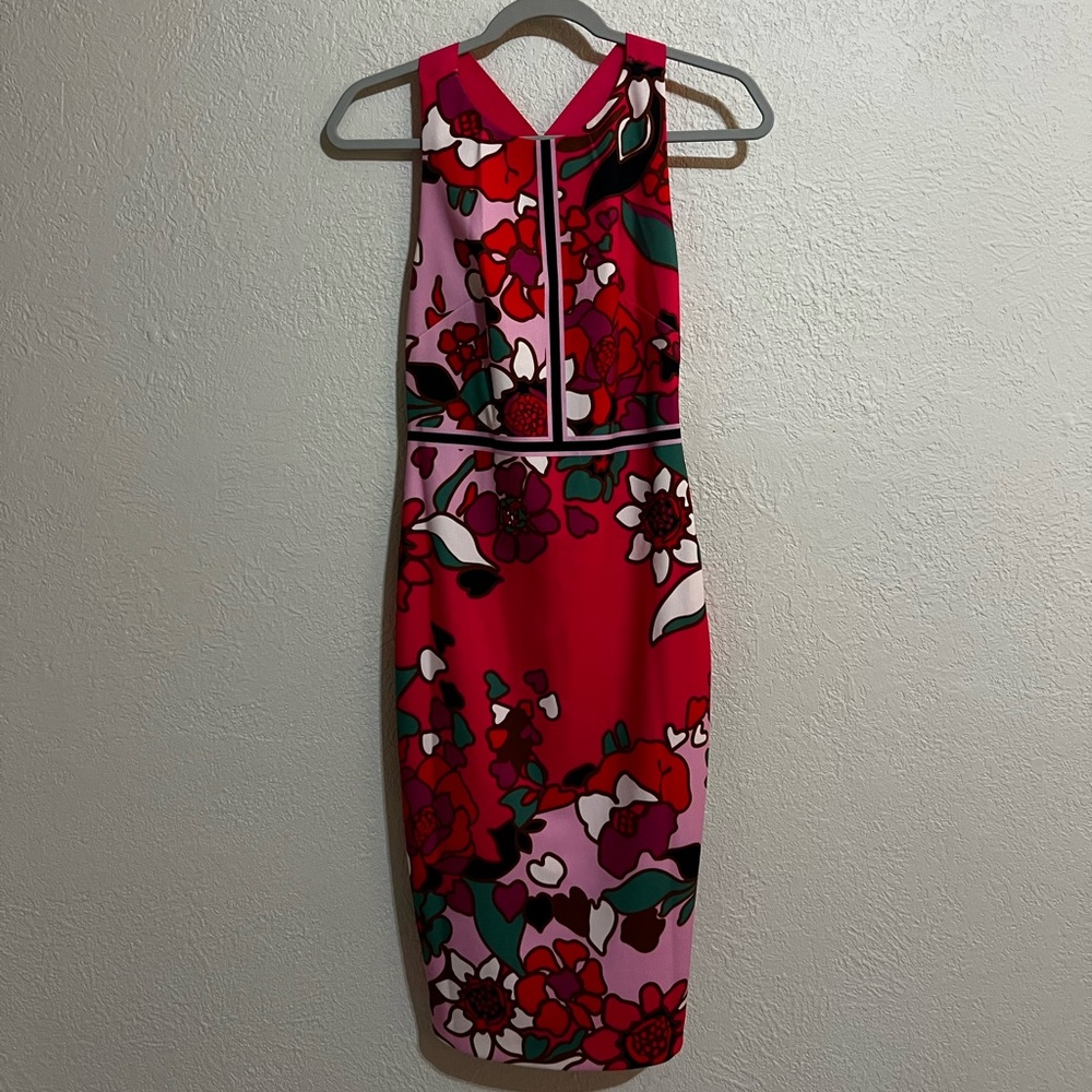 Ted Baker Red and Pink Floral Midi Dress